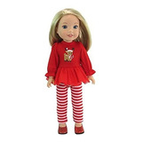 American Fashion World Christmas Reindeer Striped Pant Set M