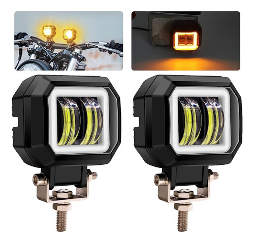 Par Faros Auxiliares Moto Exploradoras Ojos De Ángel 6d 20w