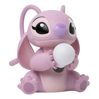 Lámpara De Noche Luz Decorativa Disney Lilo Y Stitch Ángel Estructura Rosa Pantalla Blanco | Meses sin interés