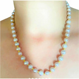 Hermoso Collar Perlas Cultivadas Akoya Rosa Genuinas 9-10-11