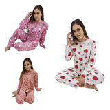 10 Pijama Polar Termica Corte Largo Dama 2 Pzs  Diseños 