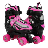 Patins Traxart Infantil Flash Quad  Preto/pink - 54mm Abec-7