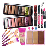 Set De Maquillaje #42 Pink 21 Tejar Sombras Labial Brochas