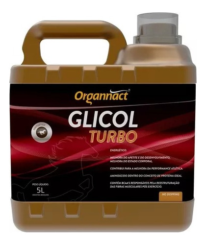 Suplemento Animal Equino Organnact Glicol Turbo 5l