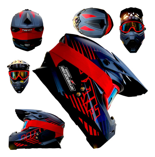 Casco Cross Hro Certificado Dot Rojo  Across Googles Gratis