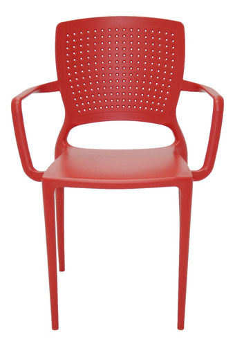 Cadeira De Jantar Tramontina Safira Con Brazos, Estrutura De Cor  Vermelho, 1 Unidade