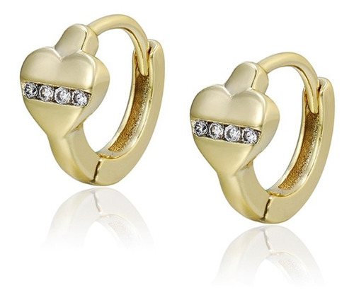 Aretes Oro 14k Lam Corazón Diamantada Mujer Novia Pareja