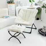 Well-strong Saucer Chair With Ottoman - Faux Fur Folding Cha