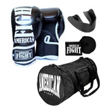 Kit Boxe Muay Thai Luva Bolsa Bandagem Bucal American Fight