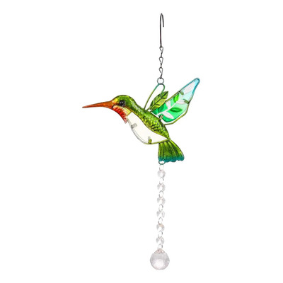 Suncatchers De Cristal Pendurado Enfeite Beija-flor Azul .