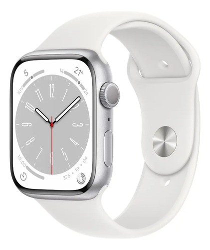 Apple watch Series 8 Gps (45mm)plata Correa Deportiva Blanca