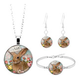 Bonito Set De Conejito De Pascua, Collar Y Pulsera De Regalo