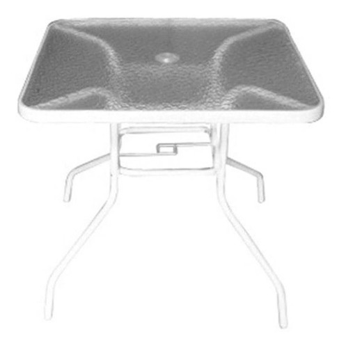 Mesa Cuadrada De Vidrio Estructura Hierro Blanca 80 Cm