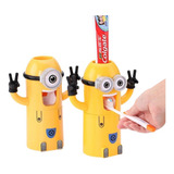 Dispensador De Crema Dental Con Porta Cepillos Minions Niños