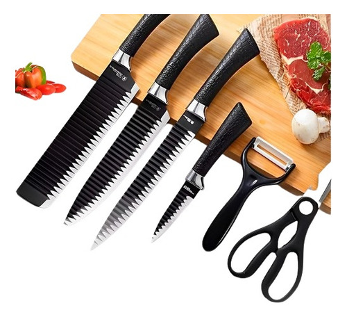 Facas Cozinha Profissional 6 Peças Churrasco Inox