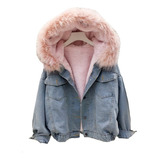 Chaqueta De Mezclilla Para Mujer Gruesa De Peluche De Juguet