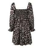 Vestidos Casuales Mangas Largas Estampado De Leopardo Mujer