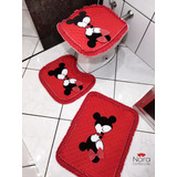 Jogo De Tapetes Para Banheiro Kit Minnie E Mickey 3 Peças 