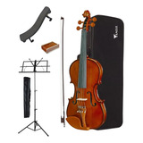 Kit Violino Eagle 4/4 Com Espaleira Estante Ajustado Luthier