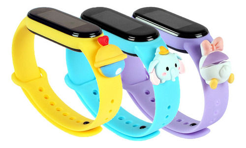 3pcs Para Xiaomi Mi Band Cartoon Correa De Repuesto Silicona