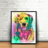 Quadro Decorativo Cachorro Colorido Golden Retriever 40x60