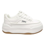 Zapatos De Plataformas Mujer Casual Tenis Blancos Dama Moda