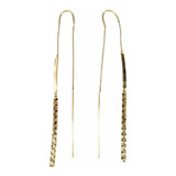 Aretes Largos Con Doble Vista Oro 10k