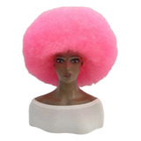 Peluca Rosa Fuscia Rizada Afro Total Para Disfraz