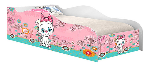 Cama Solteiro Carrinho Gata Alegre Infantil C/ Colchão