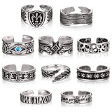 Anillos Punk Vintage Ajustables Para Hombres, 10 Estilos