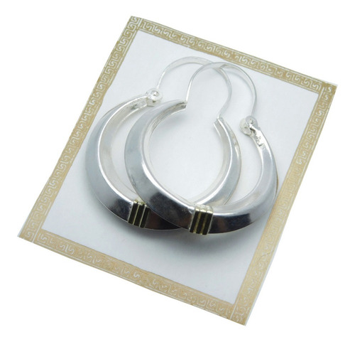 Aros Argollas Criollos Plata 925 Y Oro 18 K 27 Mm (4)