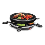 Asador Raclette Eléctrico 28cm Antiadherente Home Elements Color Negro