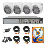 Kit Cctv 4 Cámaras 5mp Domo Colorvu Audio / 1tb