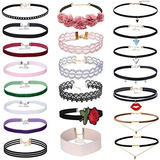 Set De Chokers De Tatuaje Y Cadena Oro Rosa.