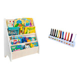 Rack Para Livros Infantil, Standbook+ Porta Lápis De Colorir