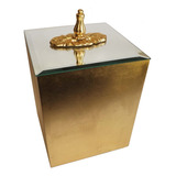 Lixeira Para Banheiro Lavabo Escritório Luxo Folha De Ouro 