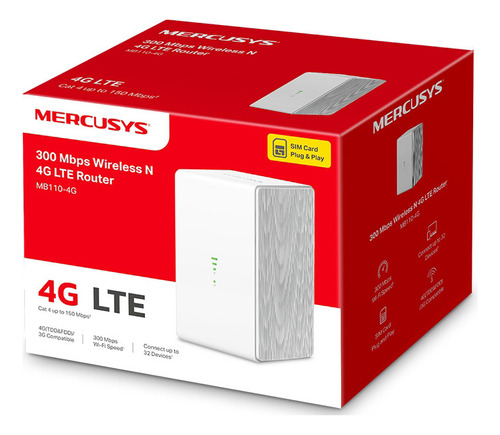 Router Modem 4g Lte Wifi Lan N300 Mercusys Mb110-4g