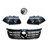 Faros Jetta Clasico Negros Con Parrilla Y Emblema 08 - 15