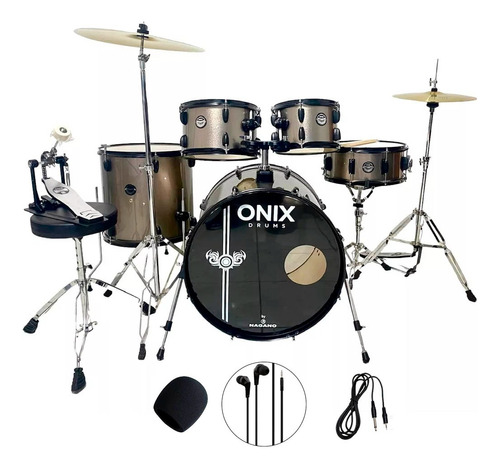 Bateria Nagano Onix Smart 22 Com Banco Pratos Completa