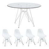 Combo Mesa 110cm Eiffel Con 4 Sillas Eames Eiffel Cromada 