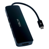 Hub Acteck Gate 6 Dh660 Multipuerto 6 En 1 Usb-c Hdmi 4k Sd