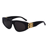 Balenciaga Bb0095s 001 Square Eye Cat Black Gold