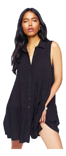 Vestido Forever21 Camisero Negro 0086