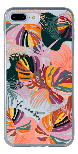 Funda Para iPhone Para Mujer Flores Hojas Con Tu Nombre