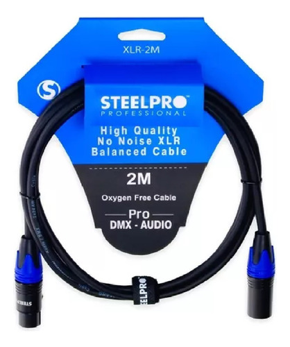 Cable Steelpro Xlr 2m Plug Negro Cannon Balanceado 