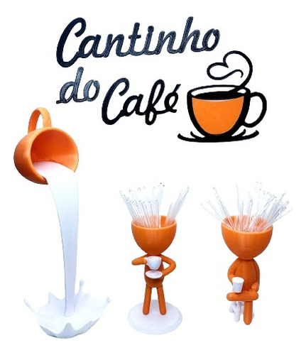 Kit Completo Cantinho Do Café - Laranja Com Branco