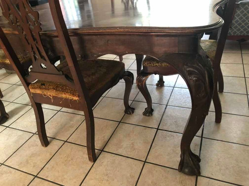 Comedor Antiguo De Caoba Con Vitrina Y 2 Muebles Más