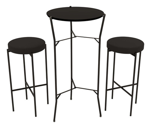 Conjunto Mesa Bistrô Com Duas Banquetas Alta Cozinha Bar