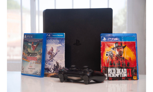 Ps4 Slim 1 Tb Y Cables +  1 Joystick + 5 Juegos Fisicos 