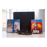 Ps4 Slim 1 Tb Y Cables +  1 Joystick + 5 Juegos Fisicos 